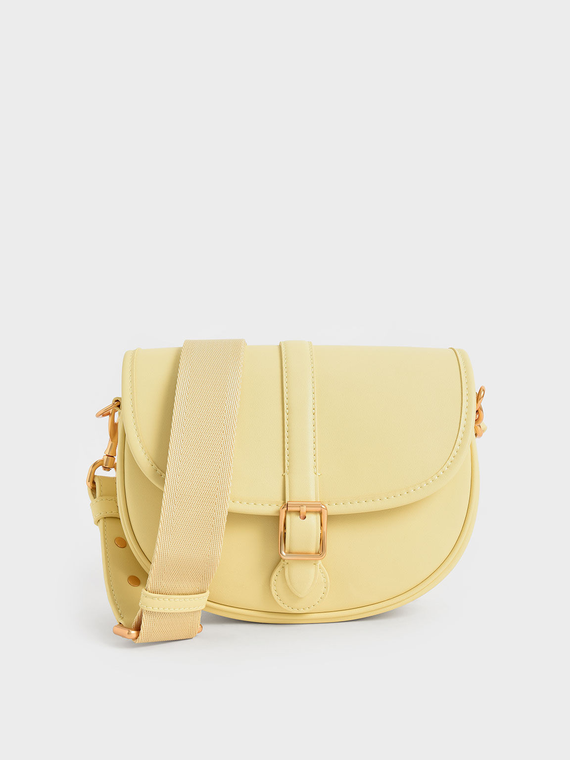 Flora Belted Saddle Bag, Yellow, hi-res