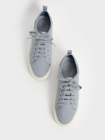 Cotton Low-Top Sneakers, Light Blue, hi-res