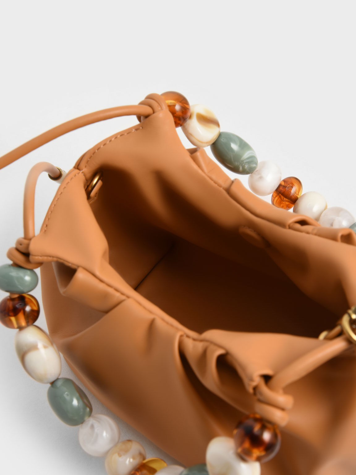 Aviary Beaded Acrylic Handle Slouchy Bag, Pumpkin, hi-res
