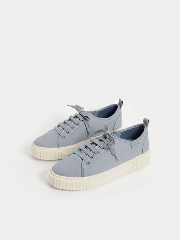 Cotton Low-Top Sneakers, Light Blue, hi-res