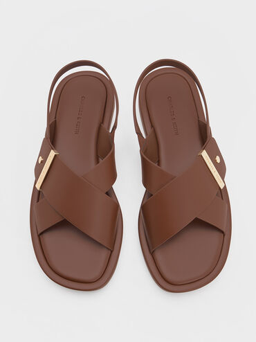 Audra Crossover Back Strap Sandals, Dark Brown, hi-res