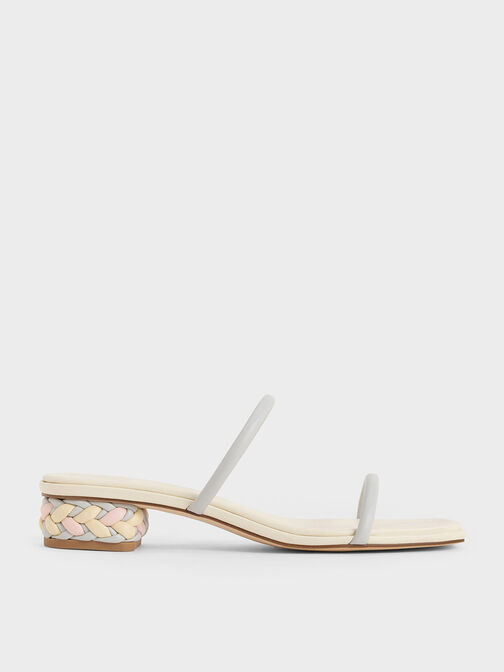 Double-Strap Braided-Heel Mules, Multi, hi-res