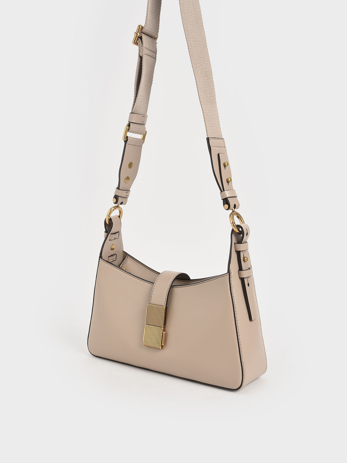 Chain Handle Shoulder Bag, Sand, hi-res