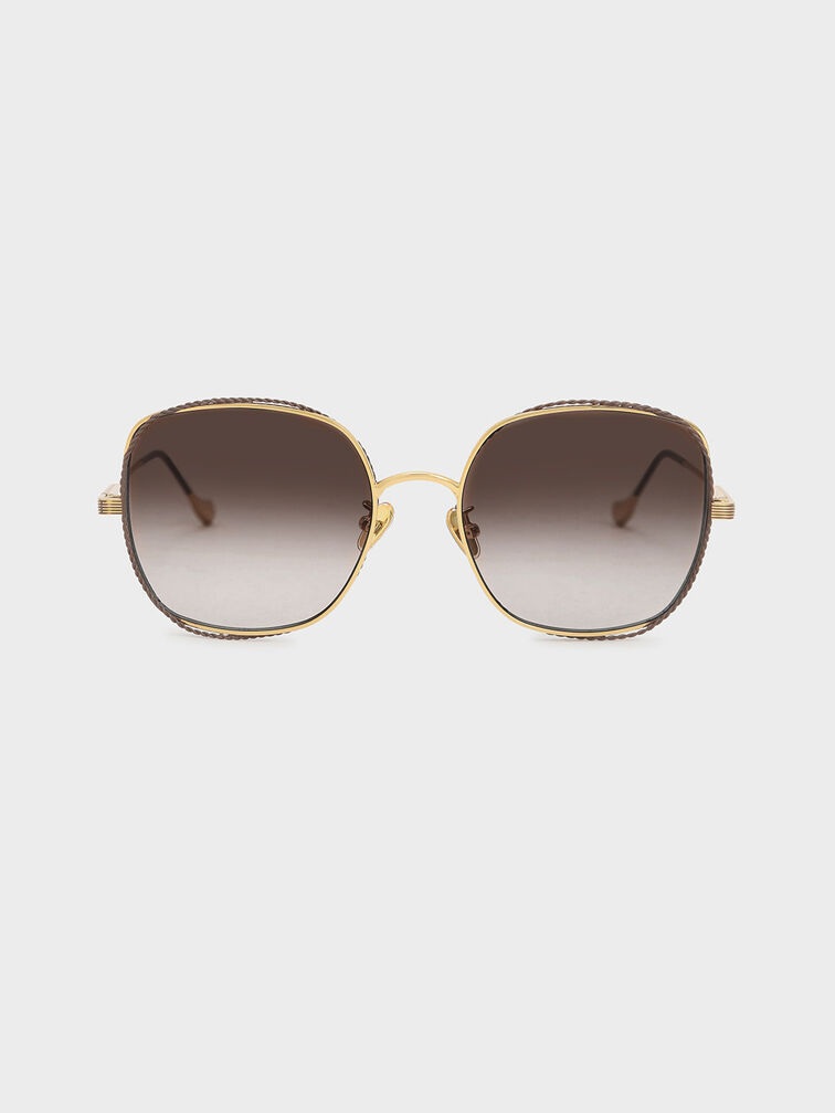 Cut-Out Butterfly Sunglasses, Taupe, hi-res