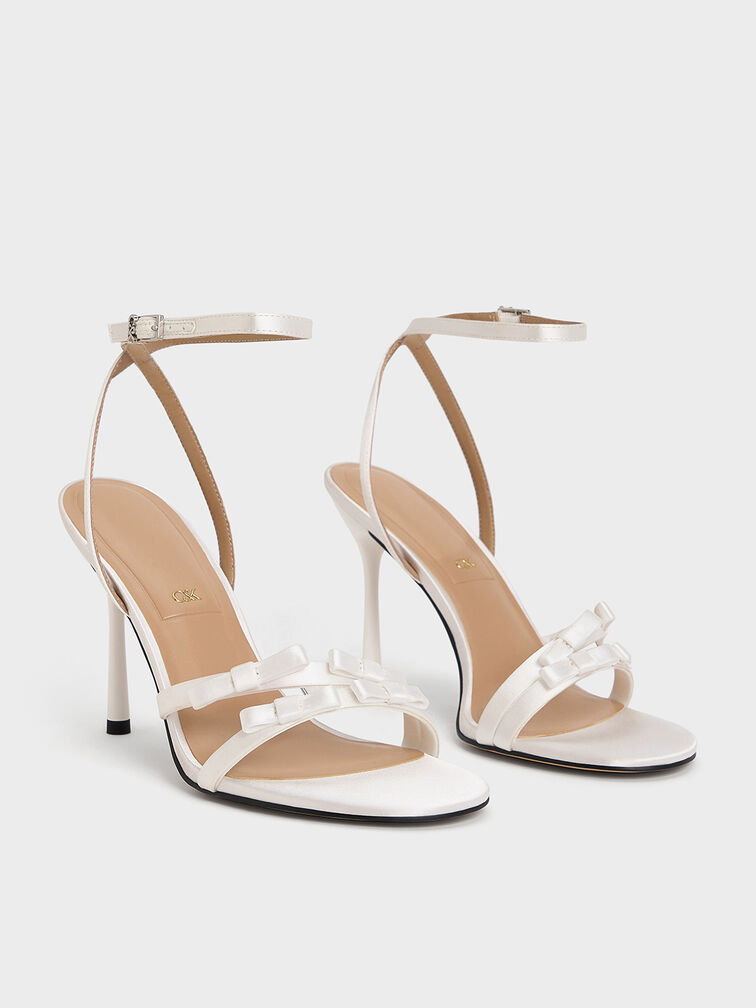 Sand&aacute;lias Jessy de salto agulha com la&ccedil;o no tornozelo em poli&eacute;ster reciclado., Branco, hi-res