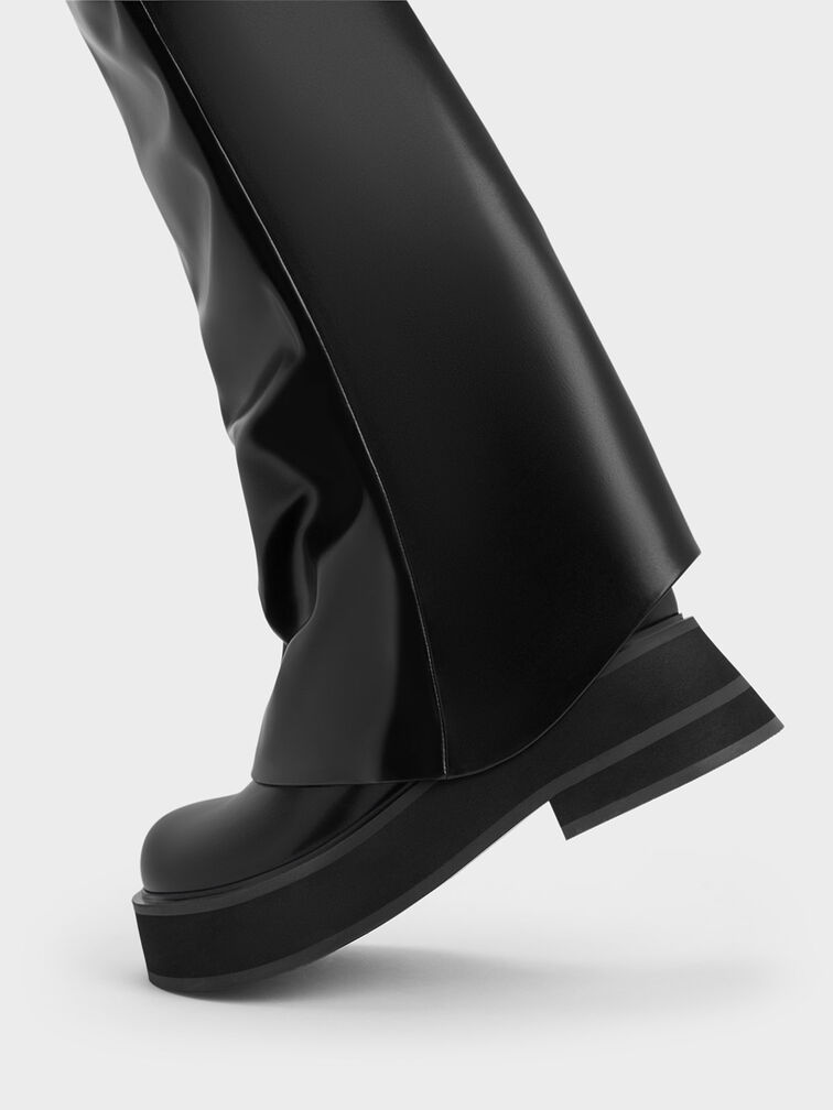 Botas Evie a la rodilla con tacón de bloque y plataforma, Negro, hi-res