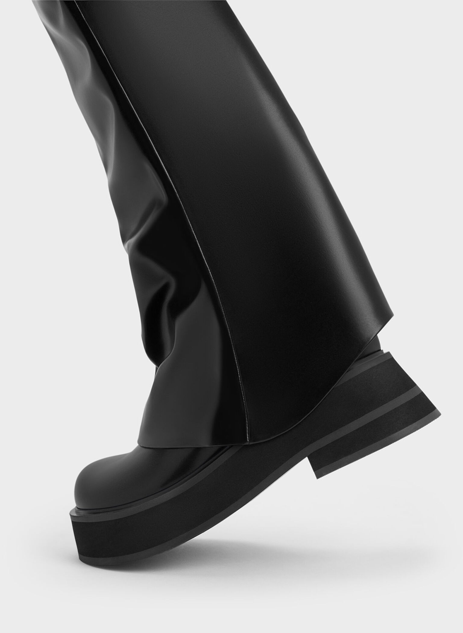 Botas Evie a la rodilla con tacón de bloque y plataforma, Negro, hi-res