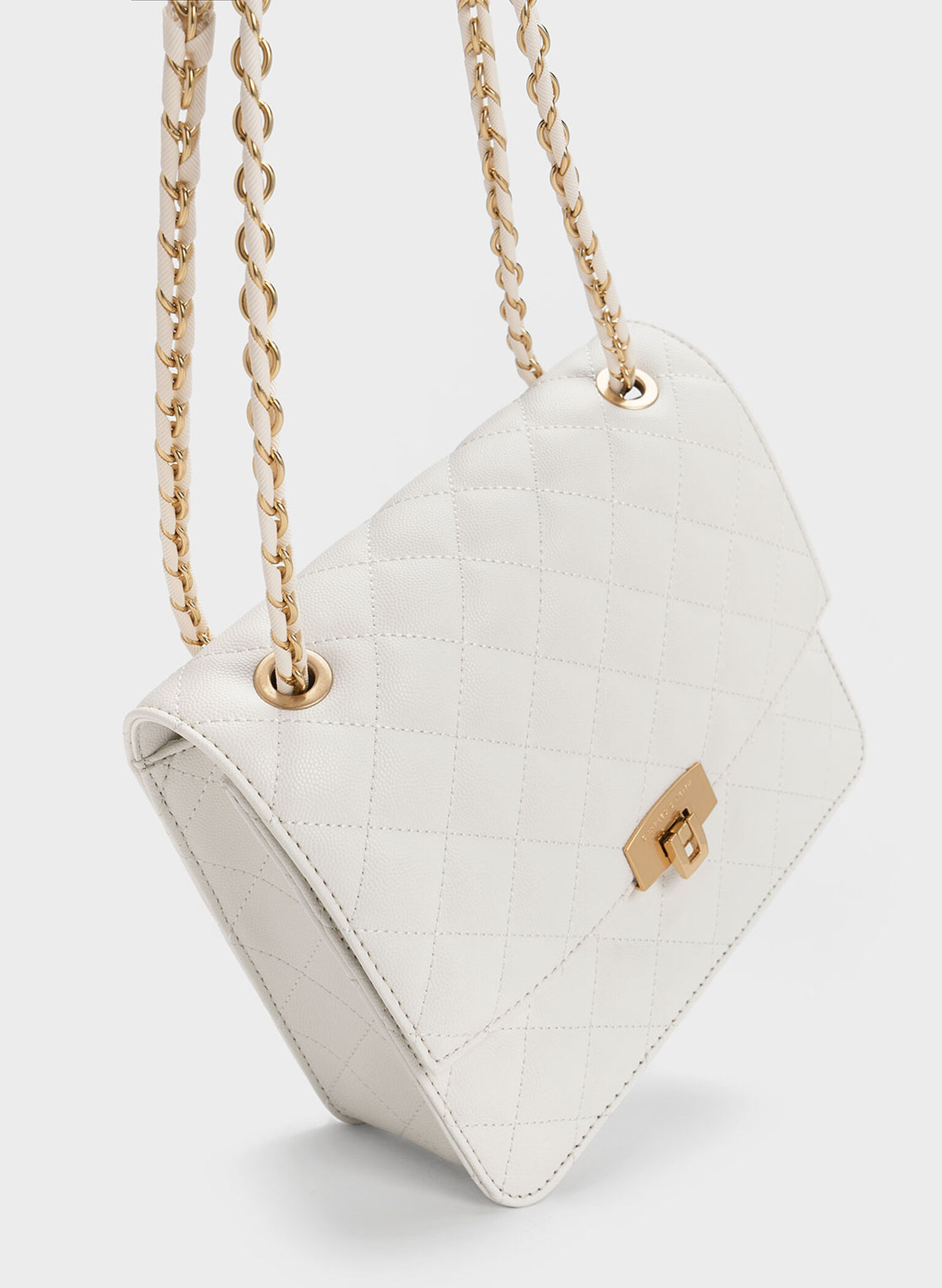 White Quilted Chain Strap Bag - CHARLES & KEITH US