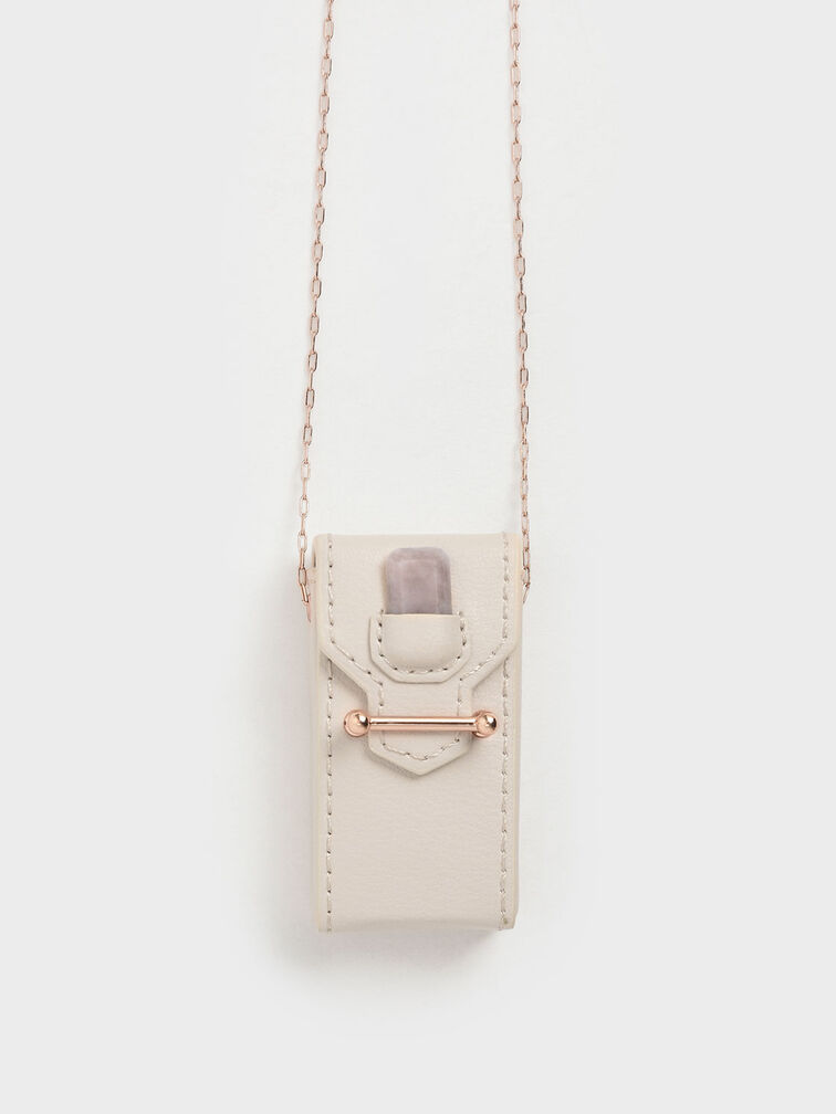 Rose Quartz Stone Opera Necklace Bag, Cream, hi-res