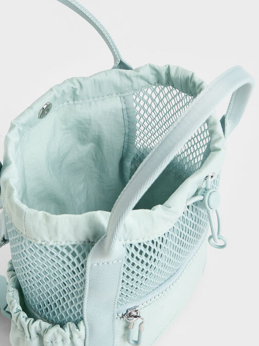 Bolso bombonera Terra de malla y nylon, Verde salvia, hi-res