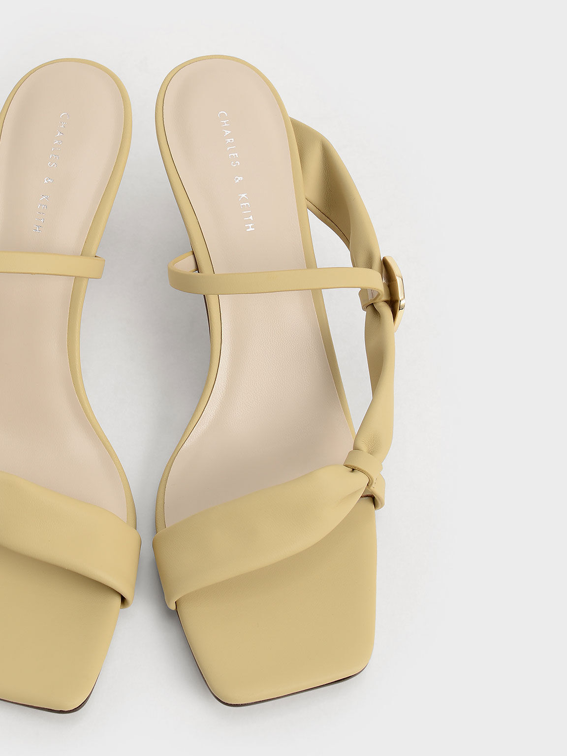 Embellished Puffy Strap Mules, Yellow, hi-res