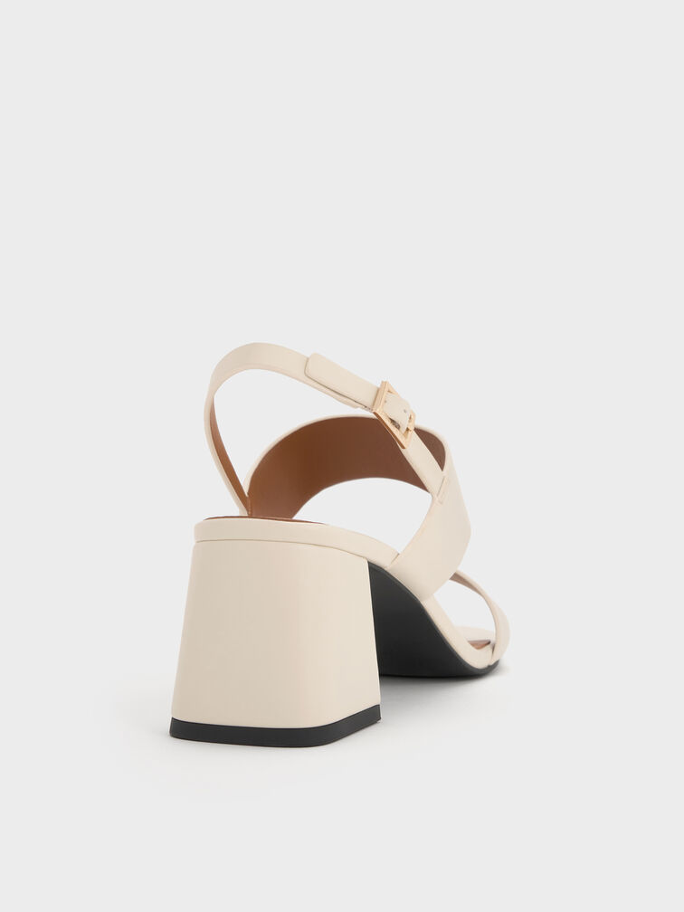 Double-Strap Block-Heel Slingback Sandals, Cream, hi-res