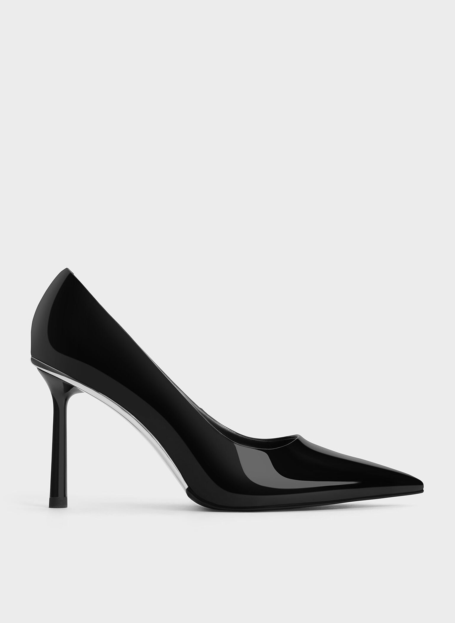Black Patent Pointed-Toe Stiletto Heels - CHARLES & KEITH SG