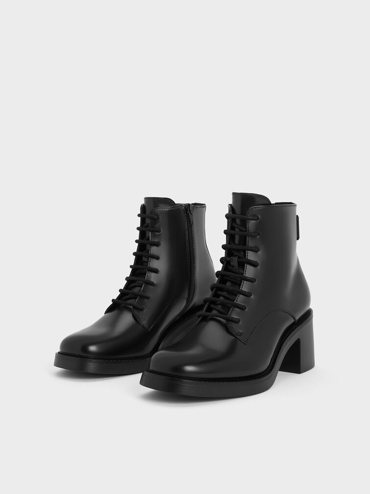 leather boots block heel