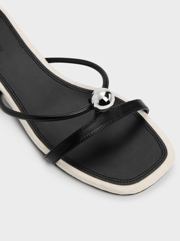 Georgie Metal-Ball Heeled Sandals, Black, hi-res