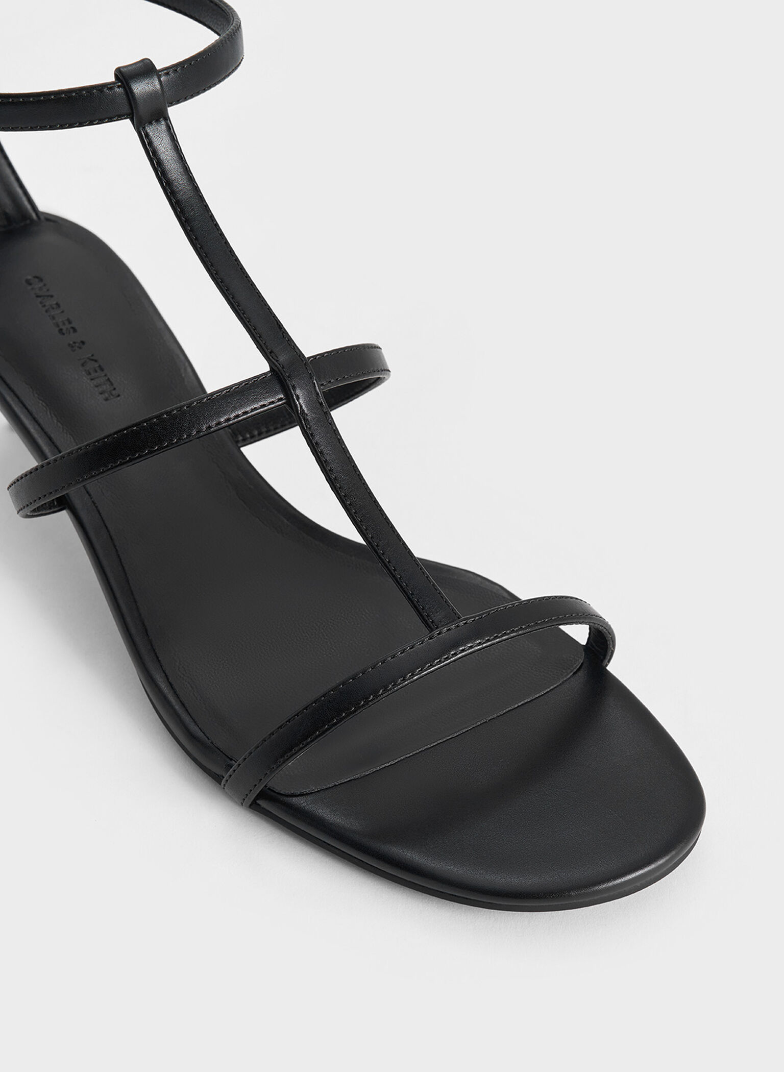 T-Bar Kitten-Heel Ankle-Strap Sandals, Black, hi-res
