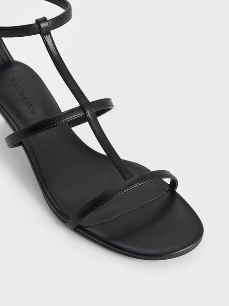 T-Bar Kitten-Heel Ankle-Strap Sandals, Black, hi-res