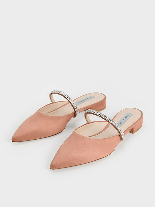Ambrosia Gem-Embellished Mules, Nude, hi-res