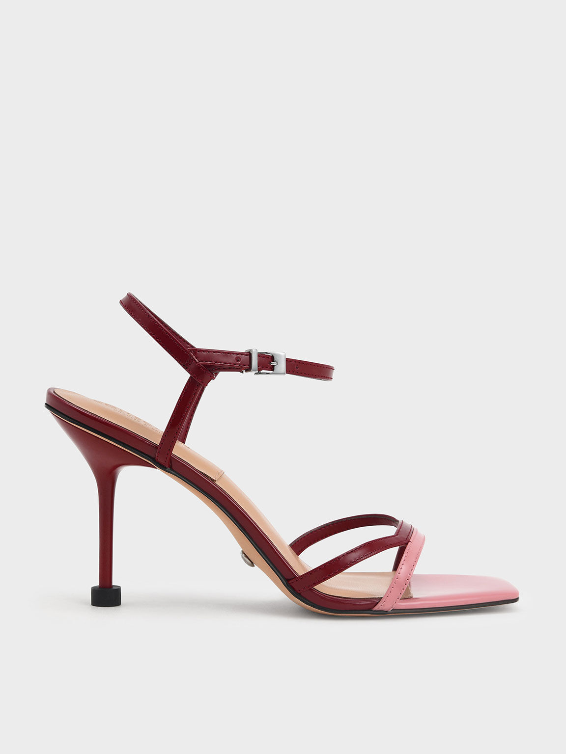 Patent Leather Ankle-Strap Stiletto Sandals, Red, hi-res