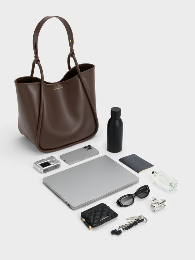 Bolso tote holgado tubular Lyla, Espresso Brown, hi-res