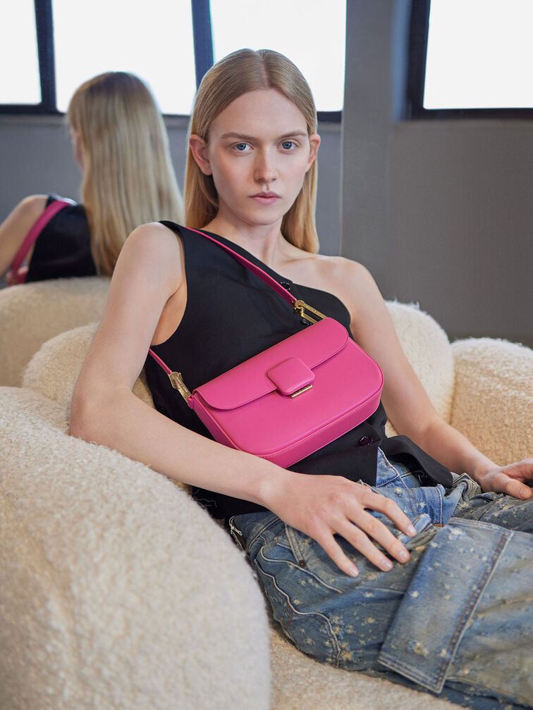 Micro Koa Square Push-Lock Bag - Pink