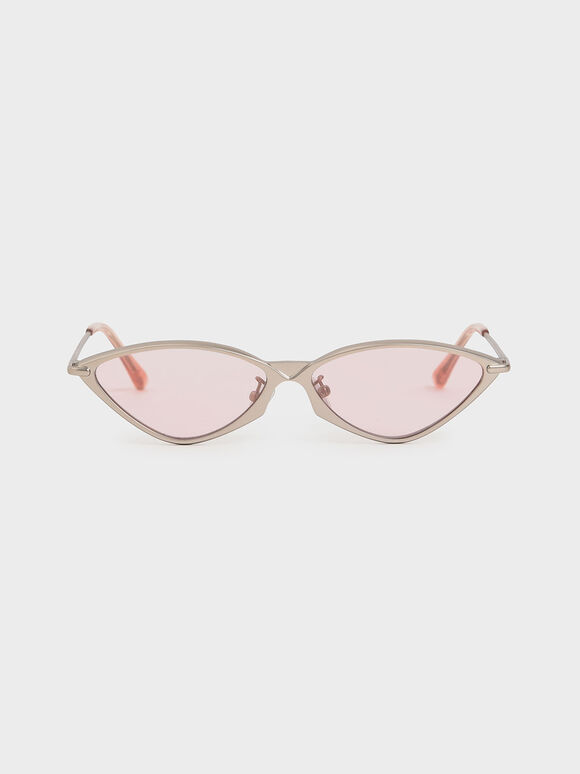 金屬框貓眼墨鏡, 粉紅色, hi-res