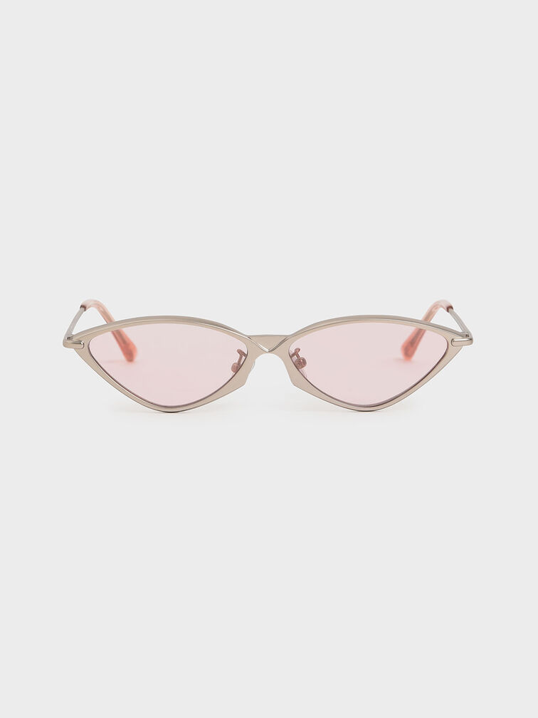 Metal Frame Cat-Eye Sunglasses, Pink, hi-res