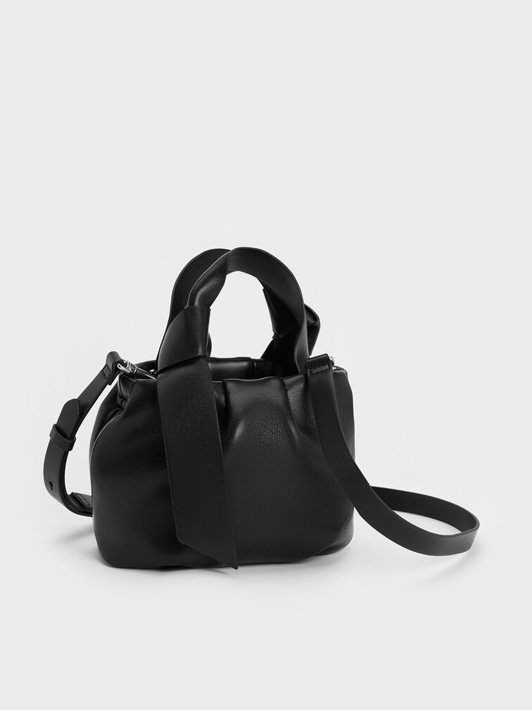 Toni Knotted Ruched Bag, Noir, hi-res