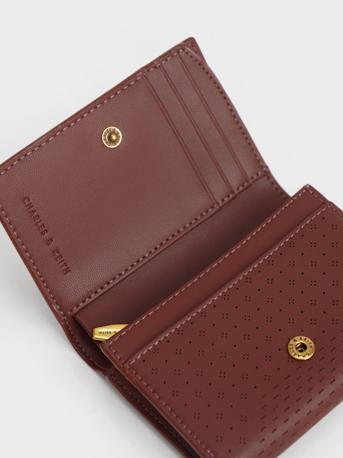 Lorain Perforated Wallet, Chocolate, hi-res