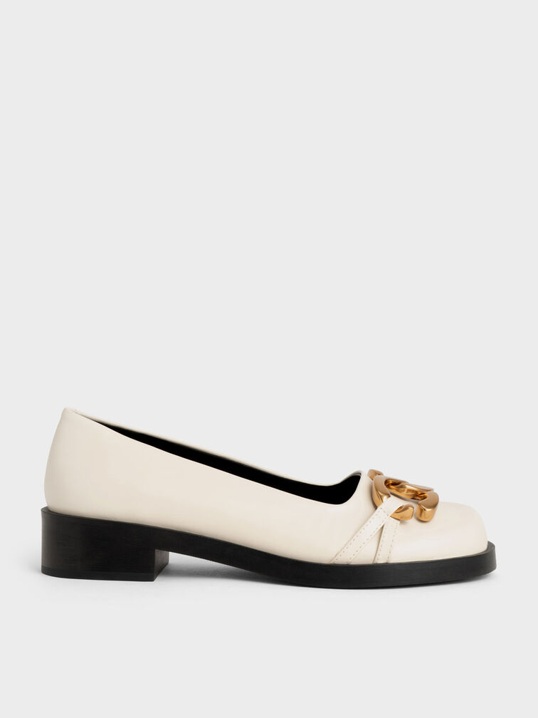Chunky Metallic Accent Ballerinas, Chalk, hi-res