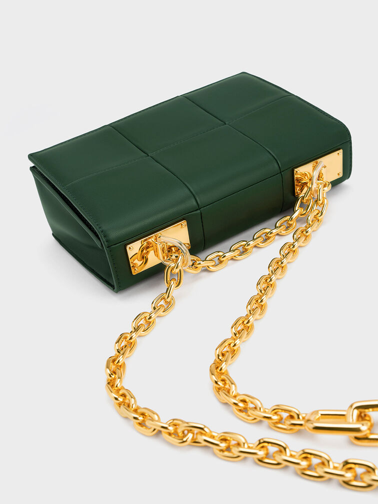 Georgette Chain Handle Bag, Dark Green, hi-res