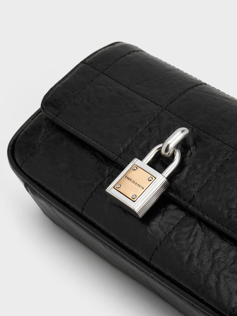 Suki Padlock Crossbody Bag, Noir, hi-res