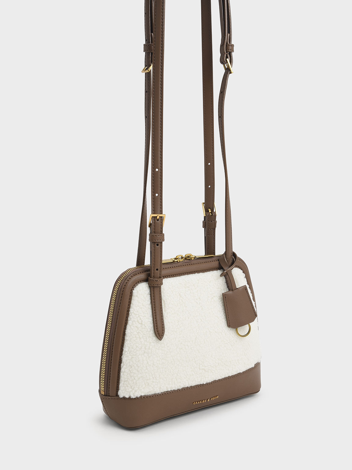 Enola Textured Double Handle Structured Bag, Cream, hi-res