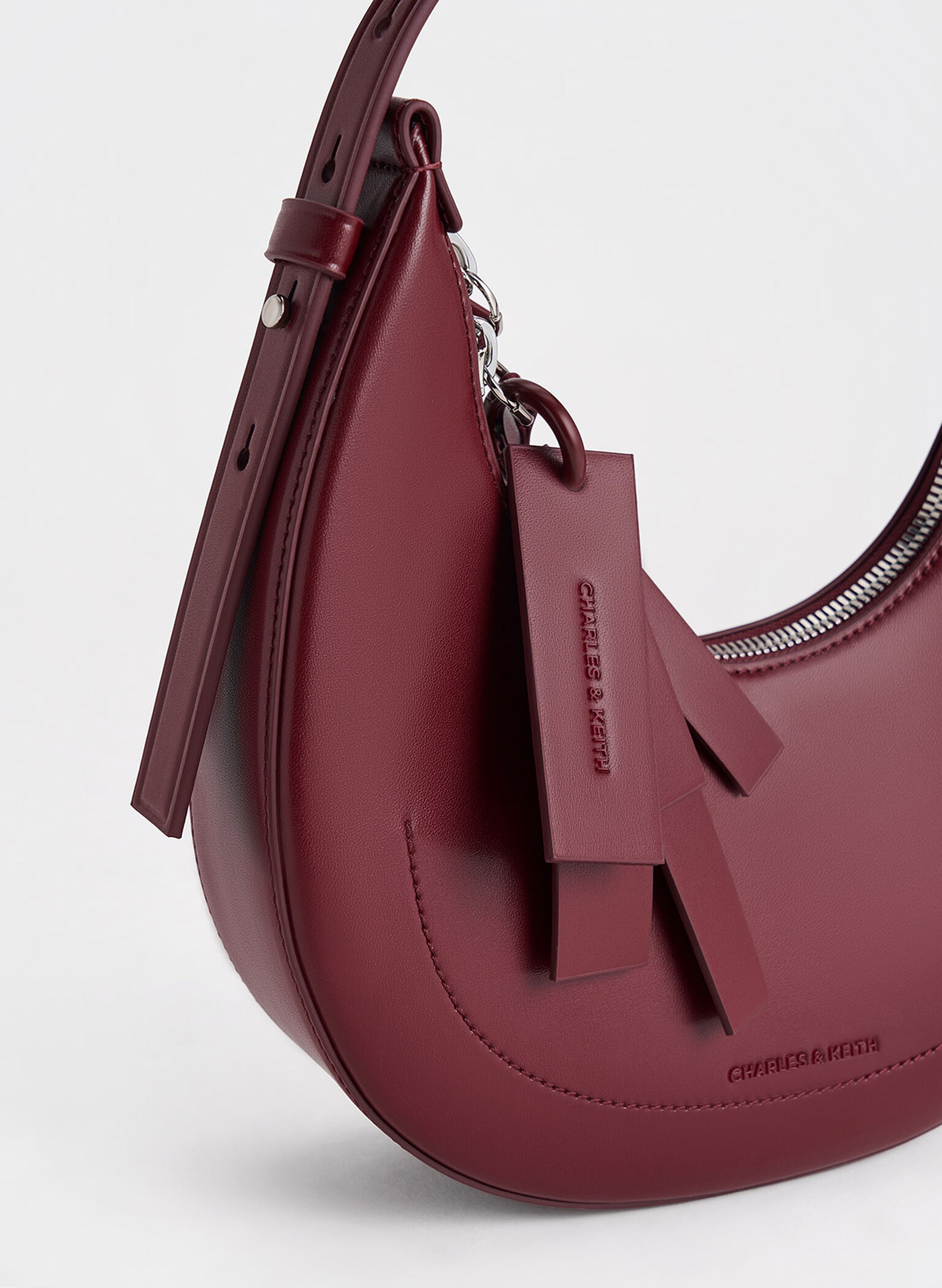 Carey Crescent Hobo Bag, Burgundy, hi-res