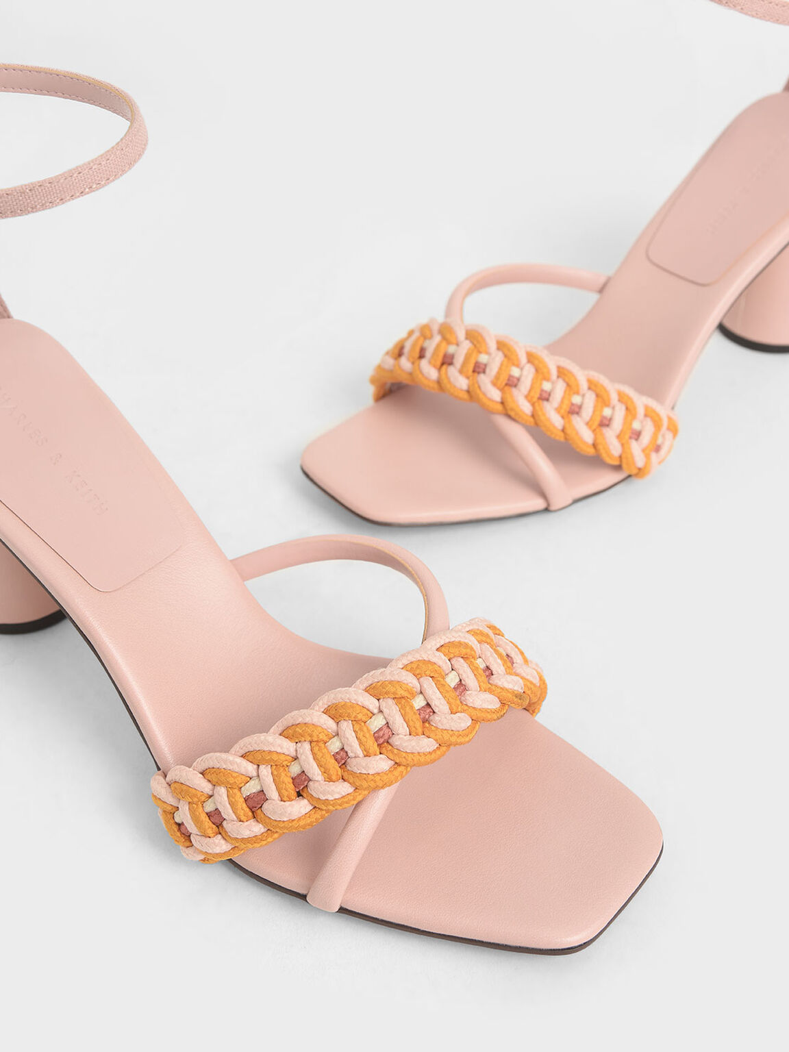 Rope Cylindrical Heeled Sandals, Nude, hi-res