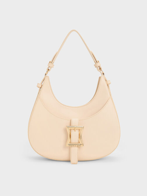 Xanthe Hobo Bag, Beige, hi-res