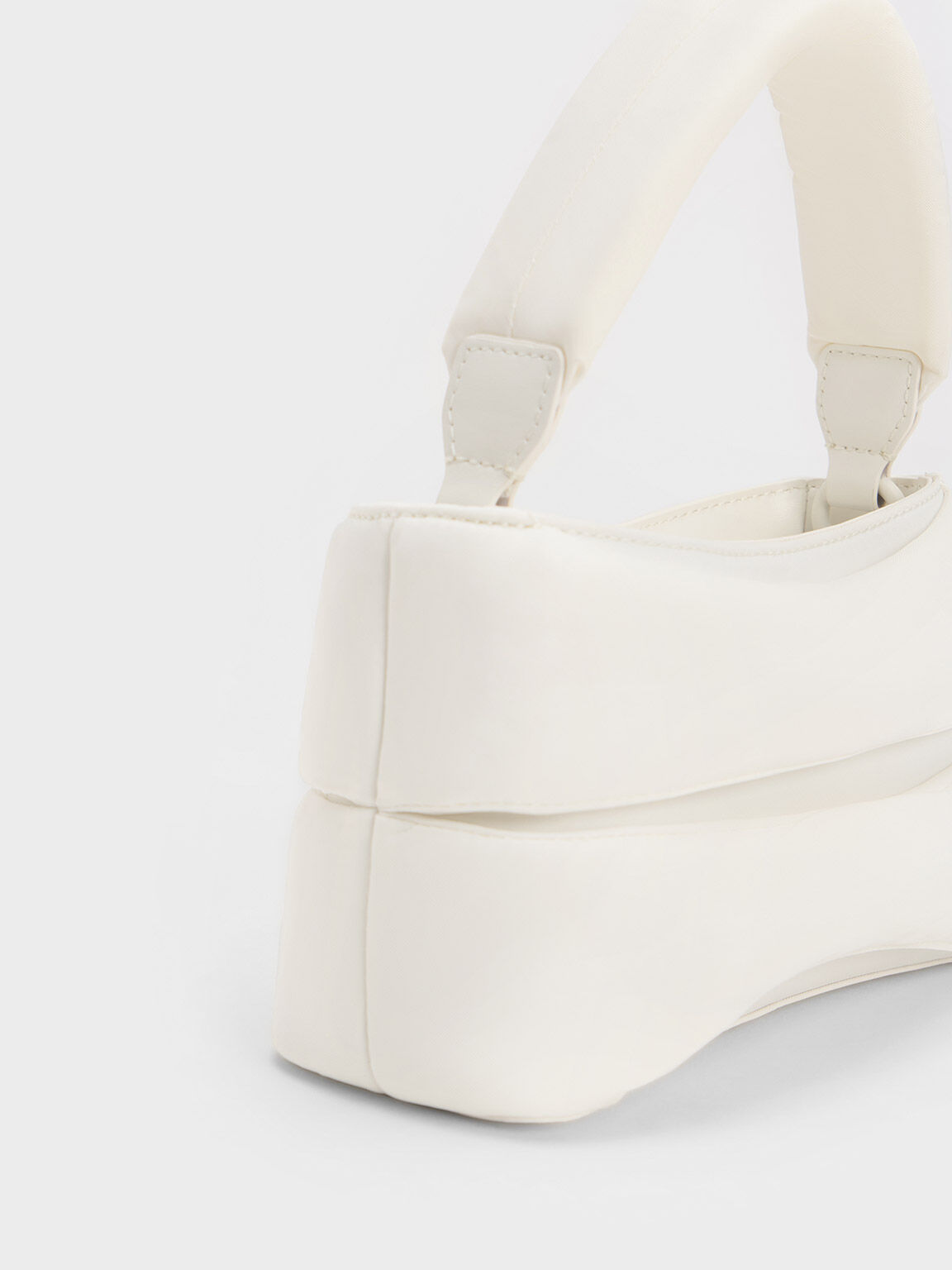 Puffy Nylon Top Handle Bag, White, hi-res