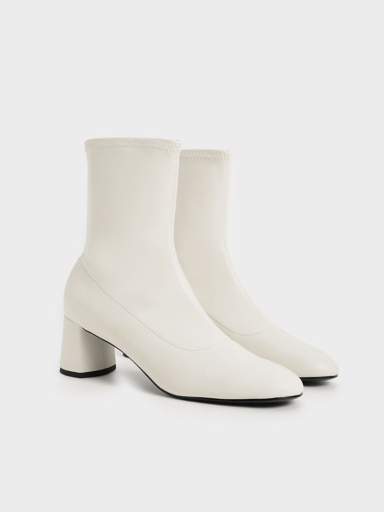 Chalk Stitch-Trim Ankle Boots - CHARLES & KEITH MO