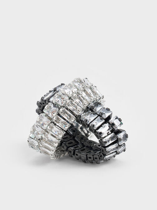 Crystal Double-Row Eternity Ring, Black, hi-res