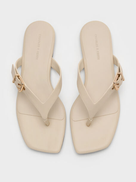 Buckled Thong Sandals, Chalk, hi-res