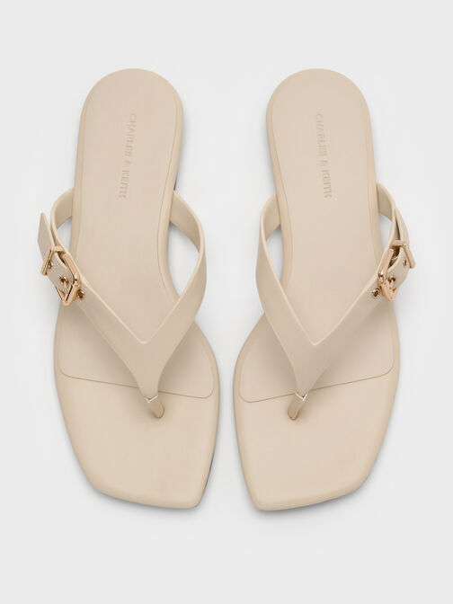 Buckled Thong Sandals, Chalk, hi-res