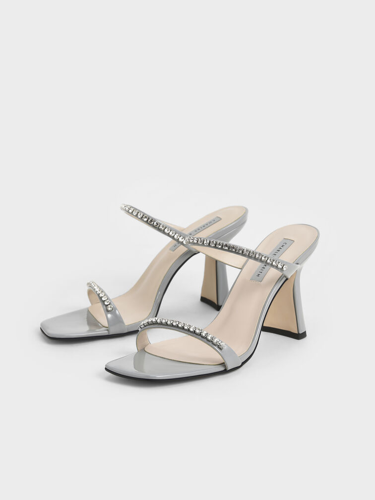 Patent Gem-Encrusted Heeled Sandals, Light Blue, hi-res