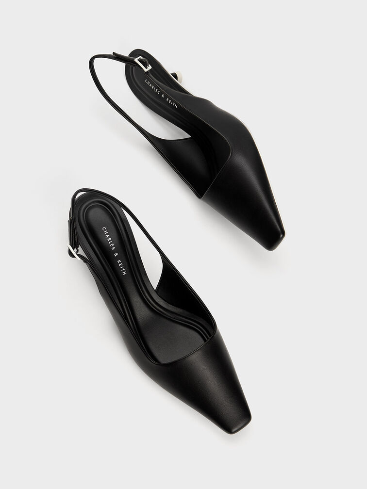 Vita Square-Toe Slingback Pumps, Black, hi-res