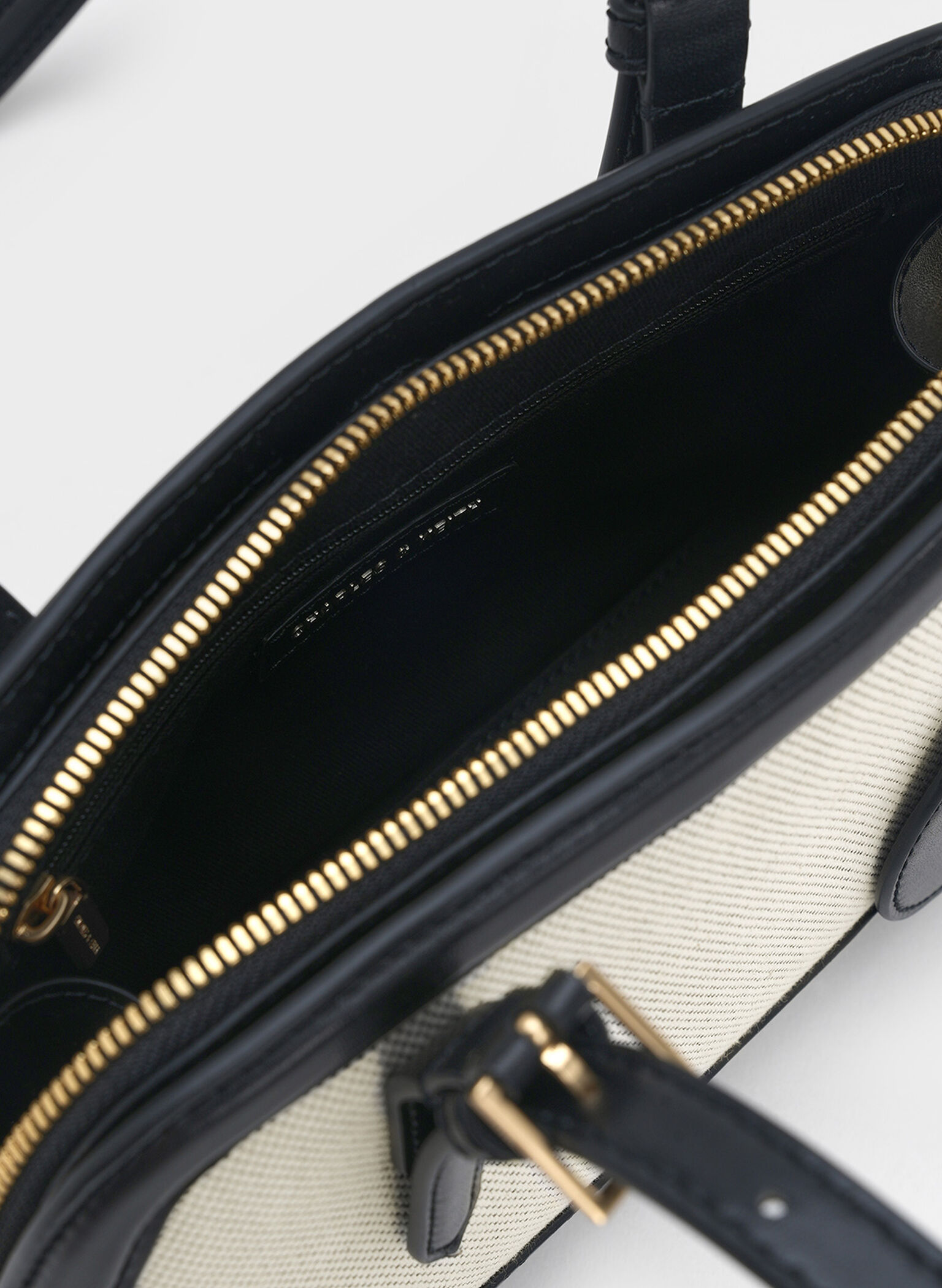 Enola Canvas Two-Tone Elongated-Handle Bag, Black, hi-res