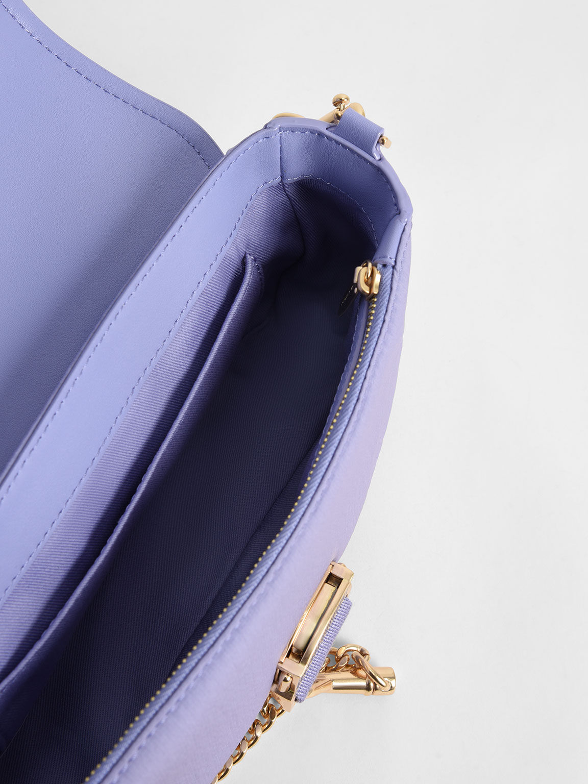 Aspen Metallic Belt Buckle Shoulder Bag, Lilac, hi-res
