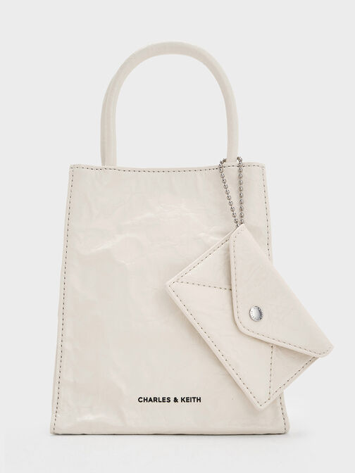 Matina Crinkle-Effect Elongated Tote Bag, Cream, hi-res