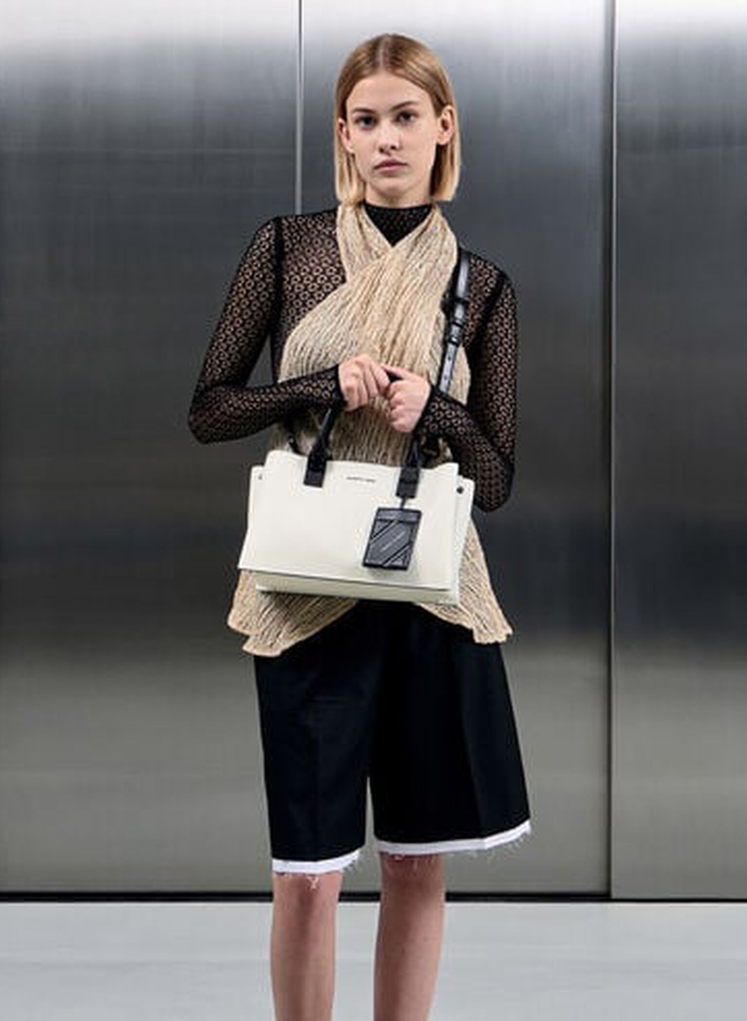 Cameron Double Top Handle Bag, White, hi-res