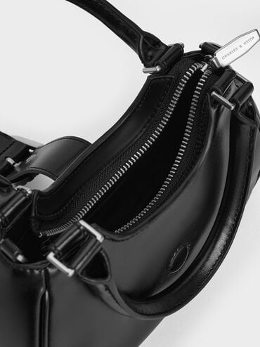 Avis Belted Top Handle Bag, Noir, hi-res