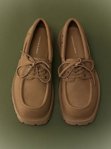 레이스업 리지드 솔 보트 슈즈, 샌드, hi-res