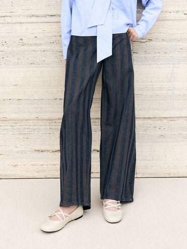 Merceditas planas metalizadas con tres tiras cruzadas, Blanco tiza, hi-res